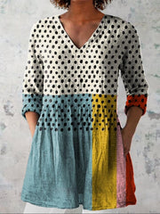 Lillian | Top con griglia geometrica e pois