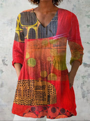Riley | Modern Abstract Print V-Neck