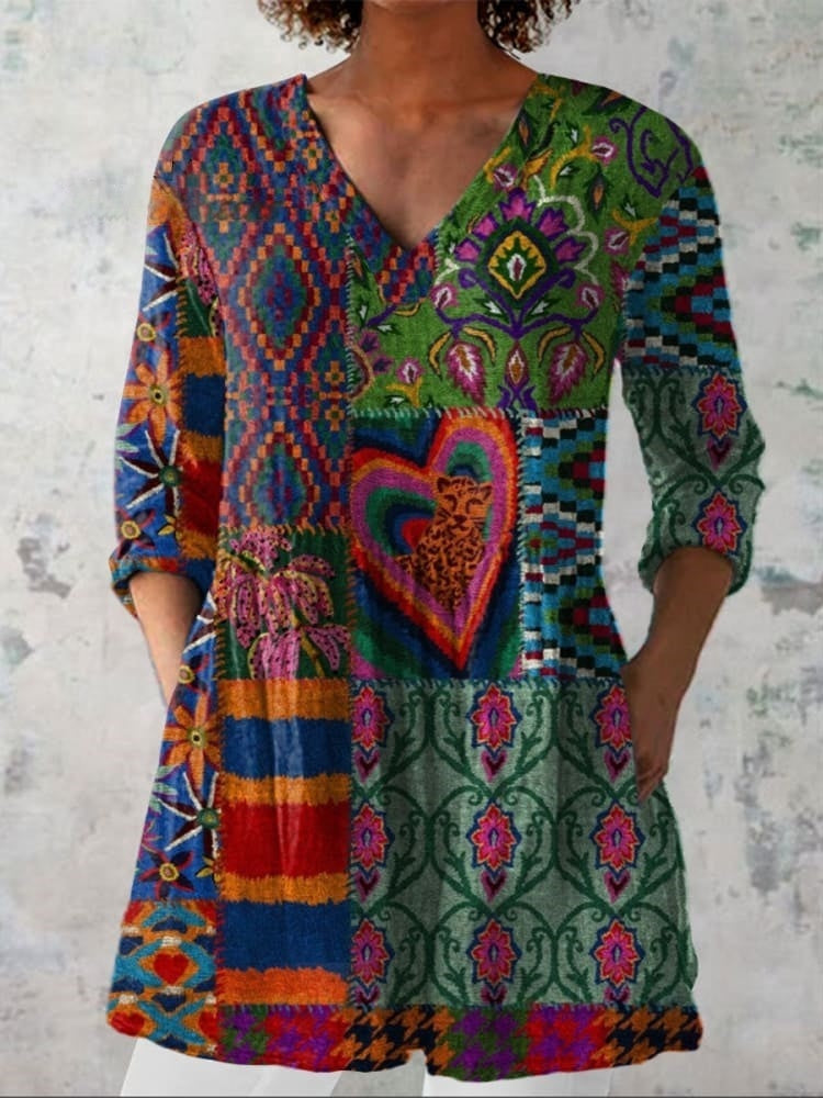 Mia | Boho-Blumentop in Erdtönen