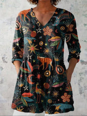 Harper | Dark Woodland Print V-Neck