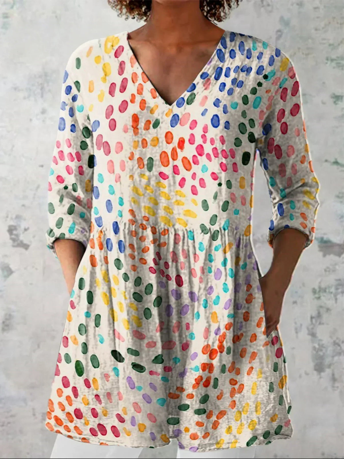 Hannah | Weiches Aquarell-Top mit Punktmuster