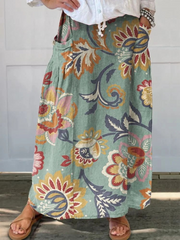 Lesly | Falda de punto con bolsillos y estampado de flores silvestres