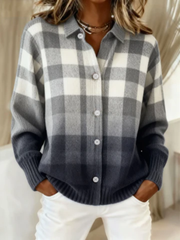 Tatum | Structured Checkered Denim Blouse