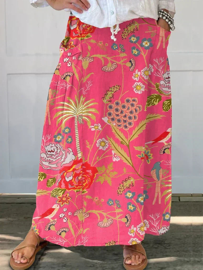 Lesly | Strickrock mit Wildblumenprint und Taschen