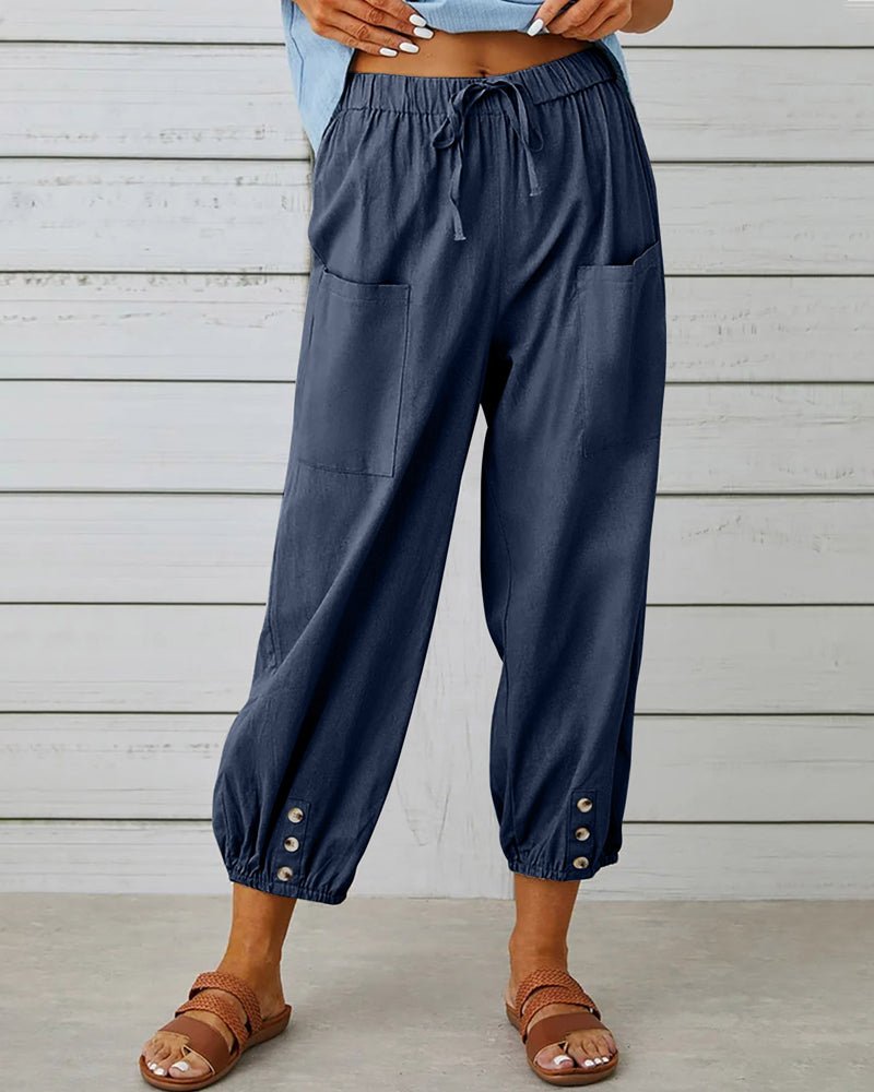 Elianna | Glatte Hose mit hohem Bund und Taschen