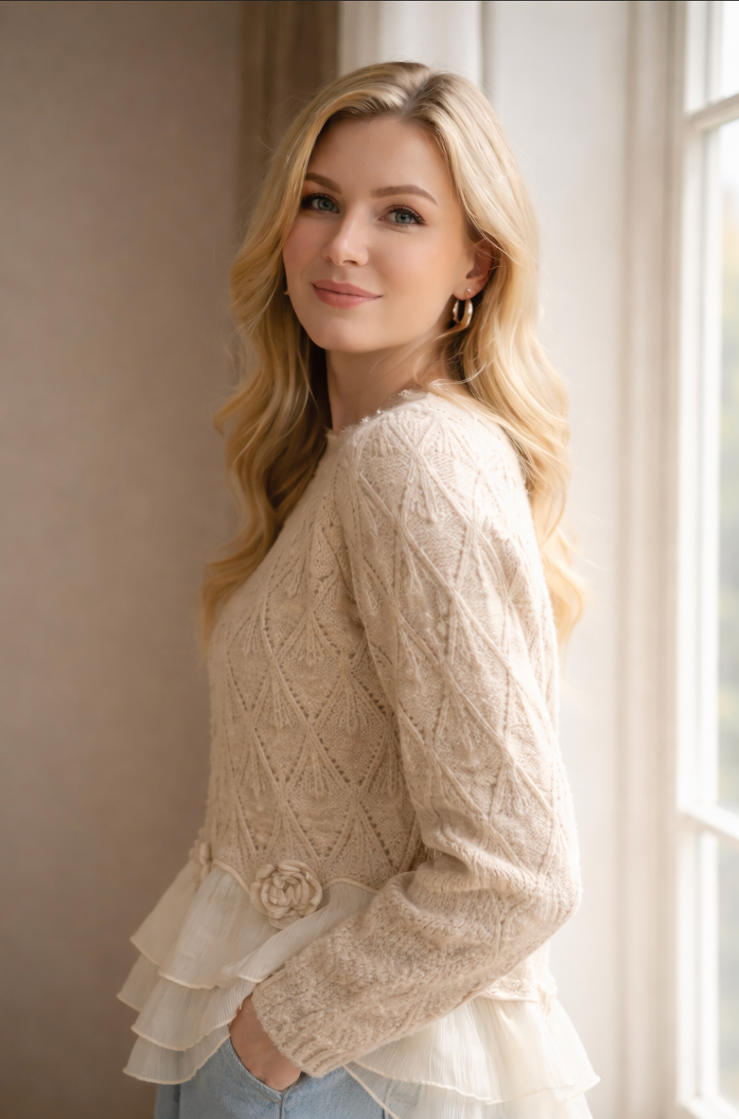 Magdalena | Weiche Strickjacke mit Rüschenabschluss