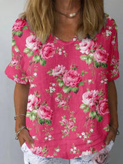 Kerensa | Chemise à fleurs, col en V et manches courtes